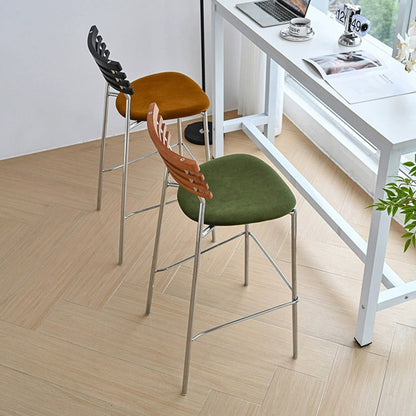 Modern Minimalist Rectangular Bar Stool – Solid Wood Multi-layer Board Seat with Natural Grain, Eco-Friendly Materials, Sturdy Iron Frame, High Load Capacity & Wobble-Free Support For Kitchen & Dining Room