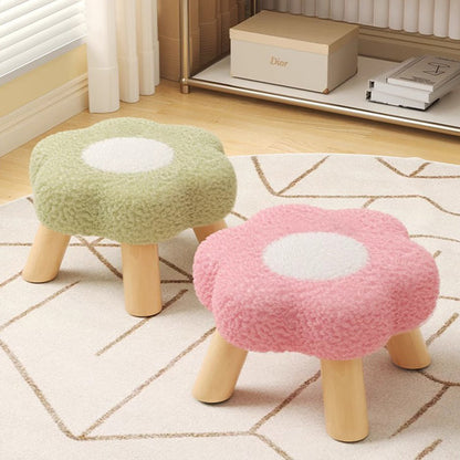 Contemporary Creative Kids Lamb Fleece Flower-Shaped Stackable Low Stool Backless Armless Design For Living Room & Bedroom
