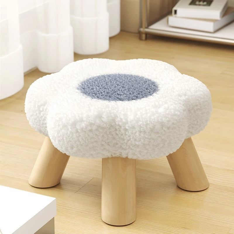 Contemporary Creative Kids Lamb Fleece Flower-Shaped Stackable Low Stool Backless Armless Design For Living Room & Bedroom