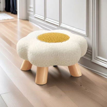 Contemporary Creative Kids Lamb Fleece Flower-Shaped Stackable Low Stool Backless Armless Design For Living Room & Bedroom