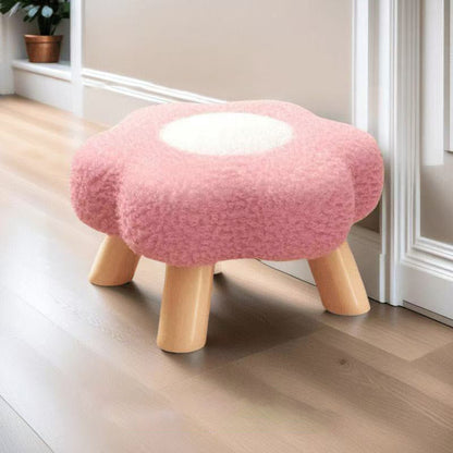 Contemporary Creative Kids Lamb Fleece Flower-Shaped Stackable Low Stool Backless Armless Design For Living Room & Bedroom