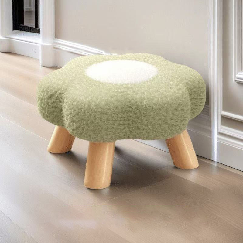 Contemporary Creative Kids Lamb Fleece Flower-Shaped Stackable Low Stool Backless Armless Design For Living Room & Bedroom