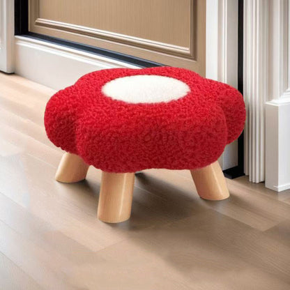 Contemporary Creative Kids Lamb Fleece Flower-Shaped Stackable Low Stool Backless Armless Design For Living Room & Bedroom