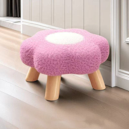 Contemporary Creative Kids Lamb Fleece Flower-Shaped Stackable Low Stool Backless Armless Design For Living Room & Bedroom