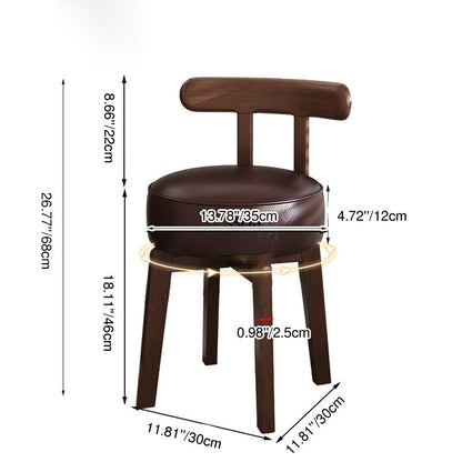 Traditional Vintage Faux Leather Rectangular Swivel Desk Chair With Contoured Backrest, Armless Design For Living Room & Bedroom