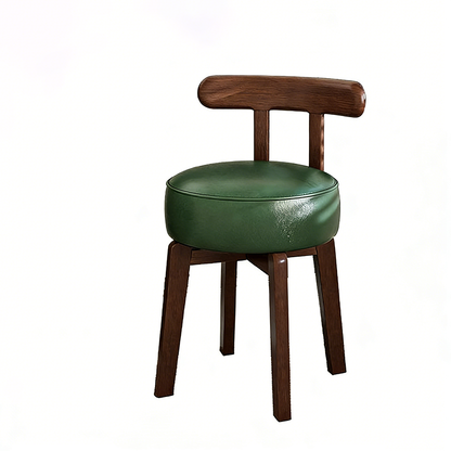 Traditional Vintage Faux Leather Rectangular Swivel Desk Chair With Contoured Backrest, Armless Design For Living Room & Bedroom