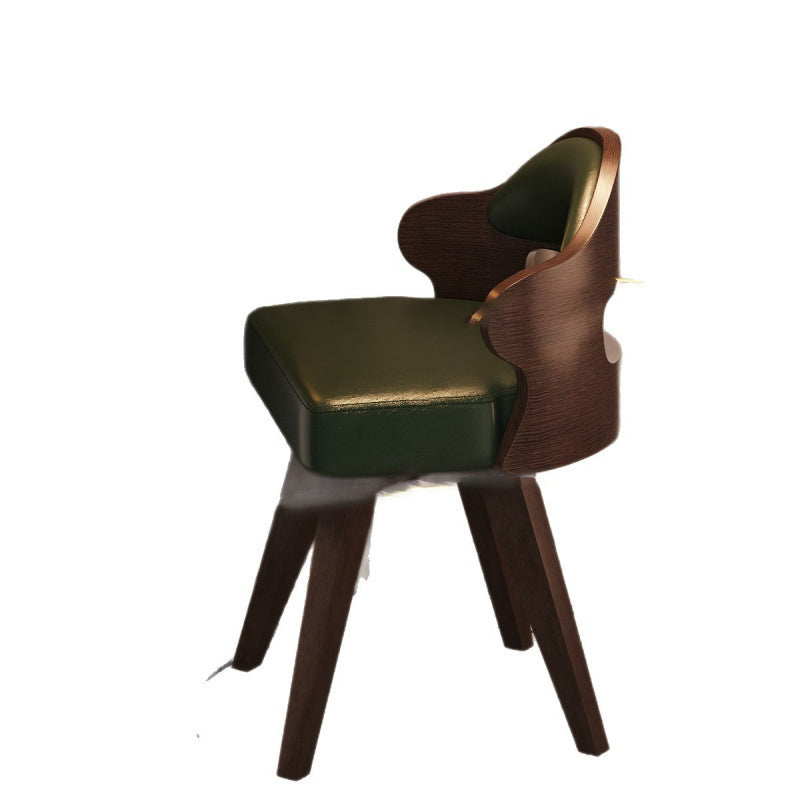 Traditional Vintage Faux Leather Rectangular Swivel Desk Chair With Contoured Backrest, Armless Design For Living Room & Bedroom