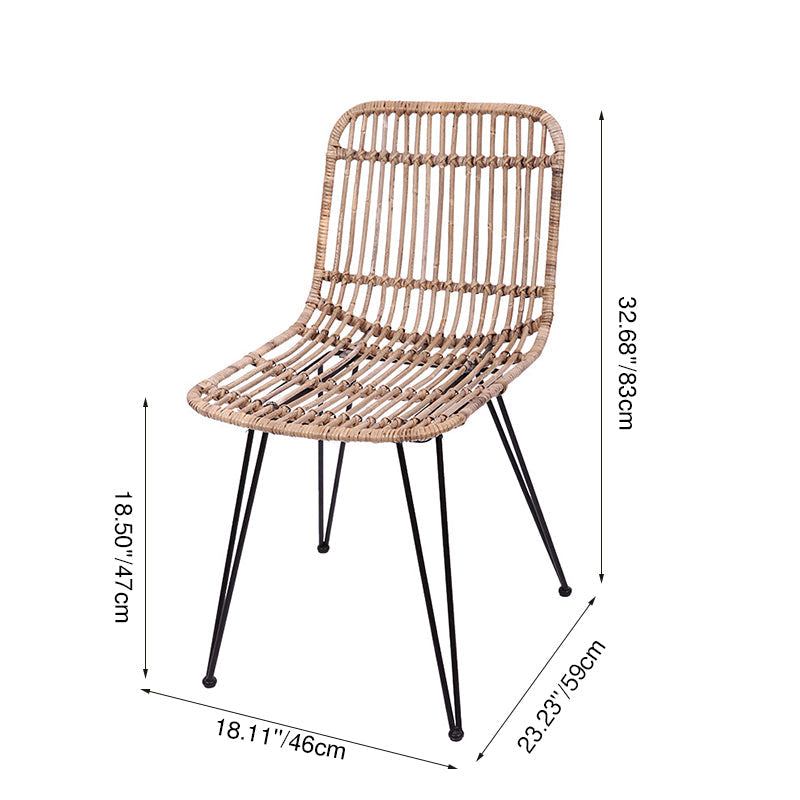 Contemporary Boho Rectangular Dining Chair - Premium Indonesian Rattan: Handwoven Natural Weave, Eco-Friendly Comfort & Sturdy Iron Legs For Dining Room