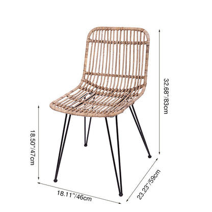 Contemporary Boho Rectangular Dining Chair - Premium Indonesian Rattan: Handwoven Natural Weave, Eco-Friendly Comfort & Sturdy Iron Legs For Dining Room