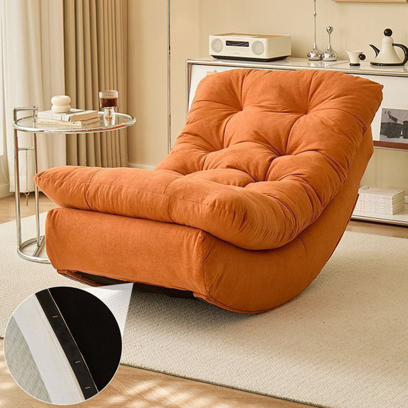 Modern Minimalist Suede Pine Wood Rectangular Rocking Chair Comfortable Single Recliner Backrest & Footrest For Living Room