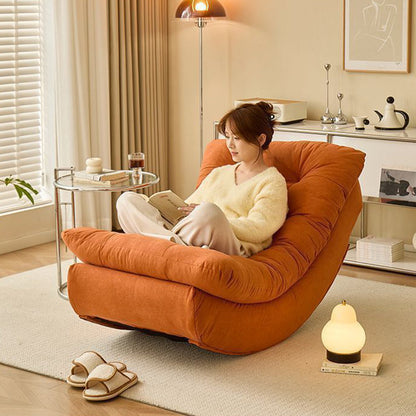 Modern Minimalist Suede Pine Wood Rectangular Rocking Chair Comfortable Single Recliner Backrest & Footrest For Living Room
