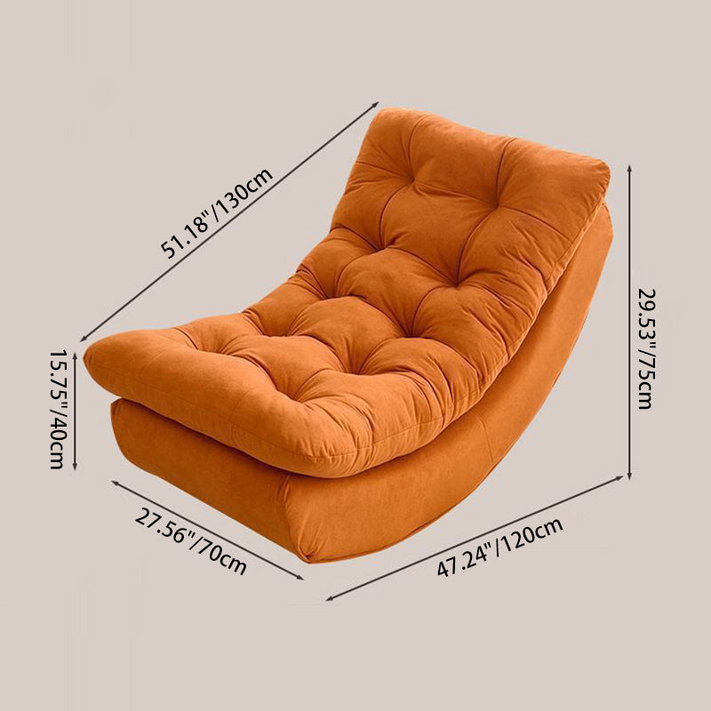 Modern Minimalist Suede Pine Wood Rectangular Rocking Chair Comfortable Single Recliner Backrest & Footrest For Living Room
