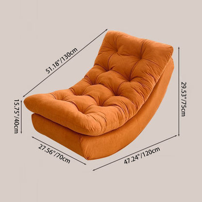 Modern Minimalist Suede Pine Wood Rectangular Rocking Chair Comfortable Single Recliner Backrest & Footrest For Living Room
