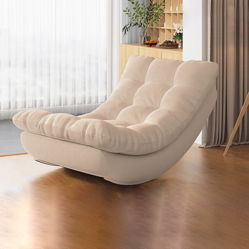 Modern Minimalist Suede Pine Wood Rectangular Rocking Chair Comfortable Single Recliner Backrest & Footrest For Living Room