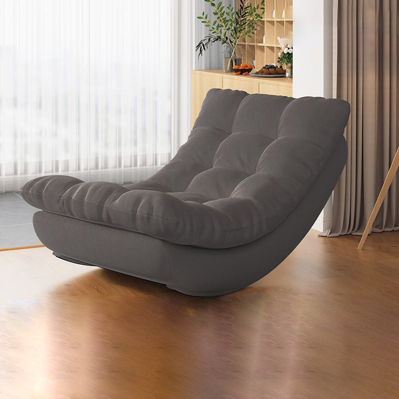 Modern Minimalist Suede Pine Wood Rectangular Rocking Chair Comfortable Single Recliner Backrest & Footrest For Living Room