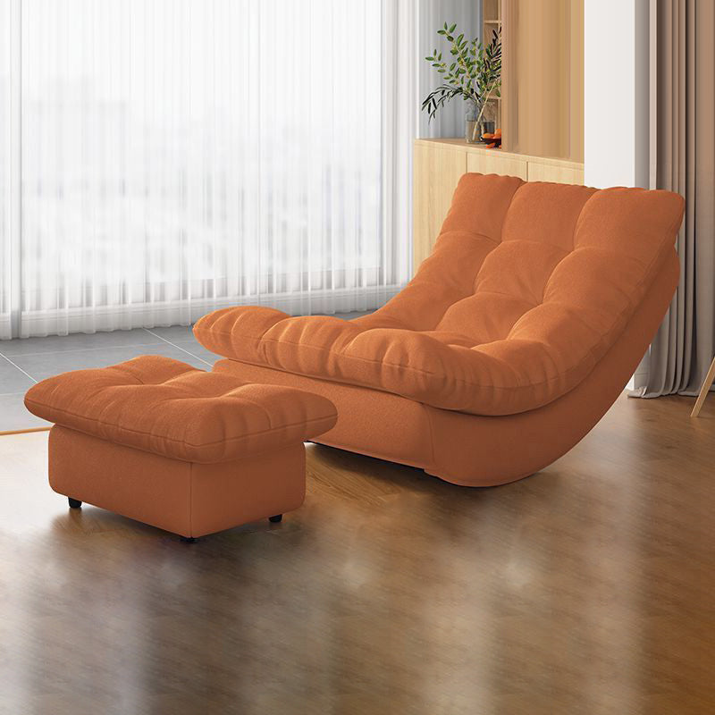 Modern Minimalist Suede Pine Wood Rectangular Rocking Chair Comfortable Single Recliner Backrest & Footrest For Living Room