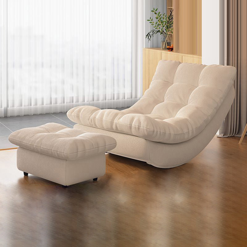 Modern Minimalist Suede Pine Wood Rectangular Rocking Chair Comfortable Single Recliner Backrest & Footrest For Living Room
