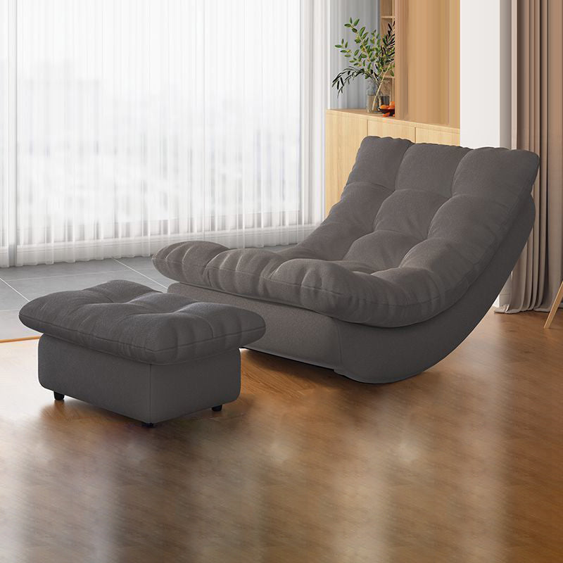 Modern Minimalist Suede Pine Wood Rectangular Rocking Chair Comfortable Single Recliner Backrest & Footrest For Living Room