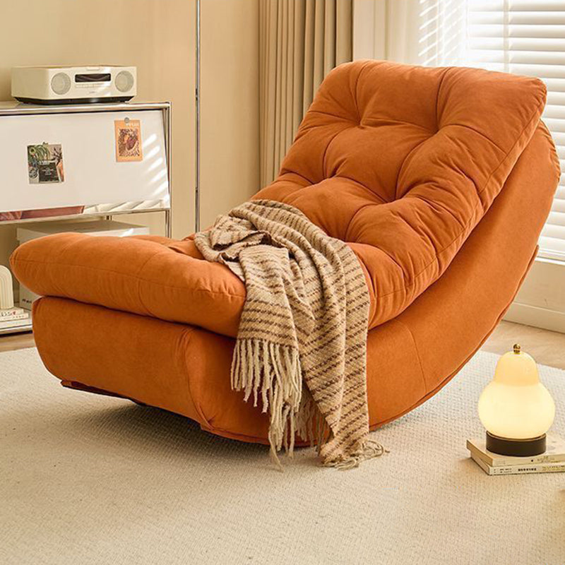 Modern Minimalist Suede Pine Wood Rectangular Rocking Chair Comfortable Single Recliner Backrest & Footrest For Living Room
