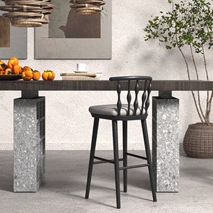 Modern Mid-century Cotton-linen Rubberwood Square-round Shape Bar Stool Backrest Armless For Dining Room
