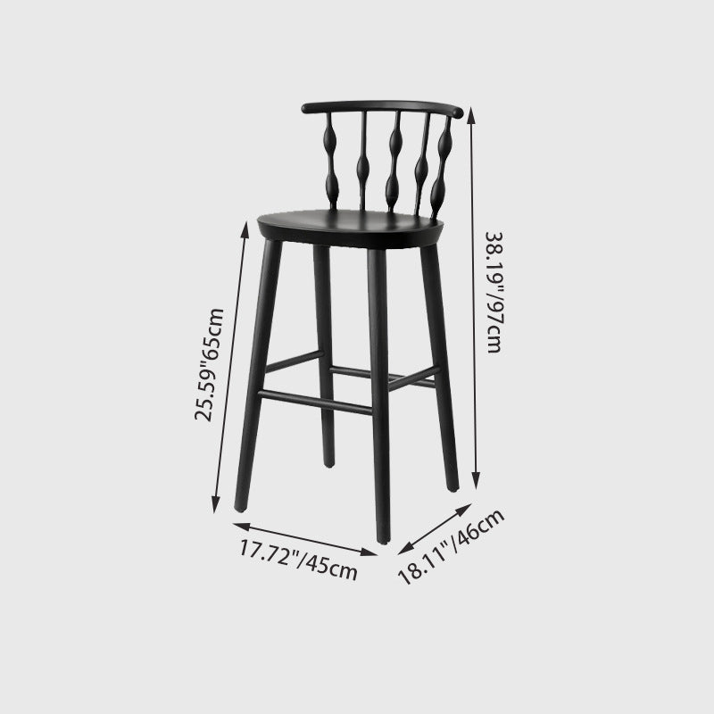 Modern Mid-century Cotton-linen Rubberwood Square-round Shape Bar Stool Backrest Armless For Dining Room