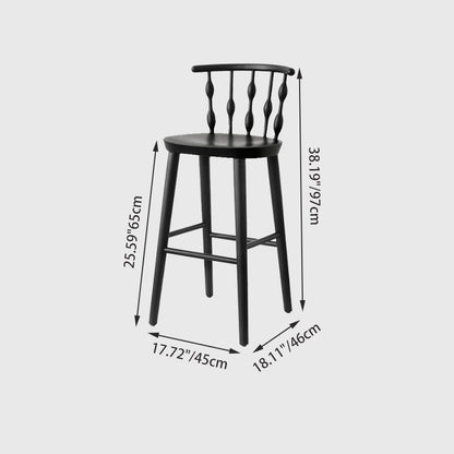 Modern Mid-century Cotton-linen Rubberwood Square-round Shape Bar Stool Backrest Armless For Dining Room