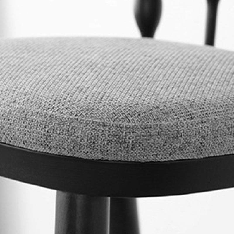 Modern Mid-century Cotton-linen Rubberwood Square-round Shape Bar Stool Backrest Armless For Dining Room