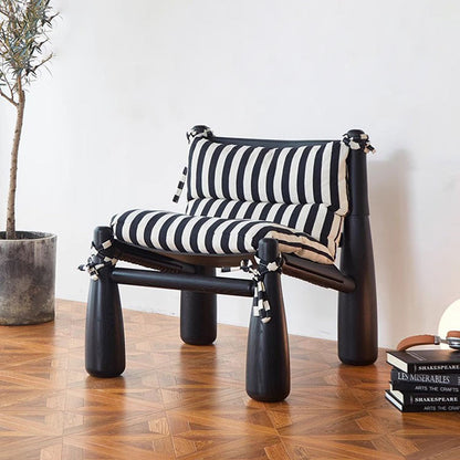 Contemporary Nordic Cotton-linen Saddle Leather Ash Wood Square Accent Chair Removable Cushion Backrest For Living Room