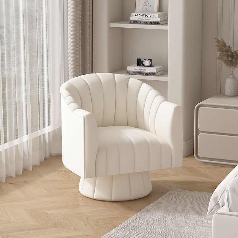 Contemporary Nordic Cat Scratch Leather Solid Wood Plywood Square Accent Chair Backrest Armrest Ergonomic, Waterproof & Stain-Resistant For Living Room