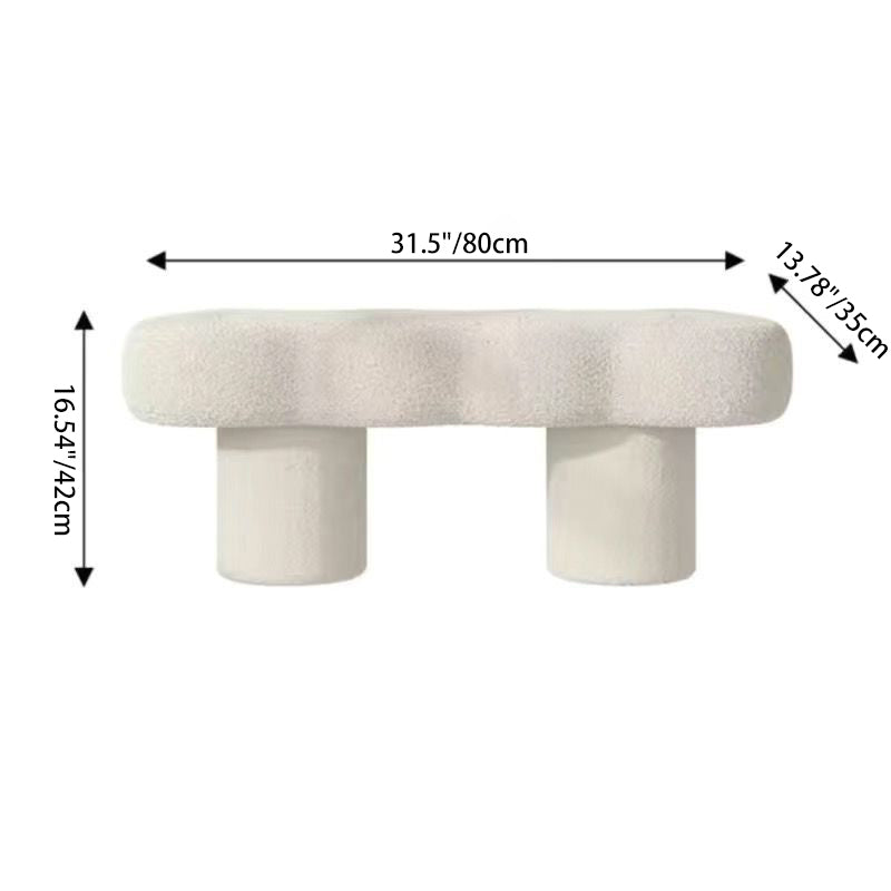 Contemporary Nordic Lamb Fleece Solid Wood Rectangular Bench For Living Room