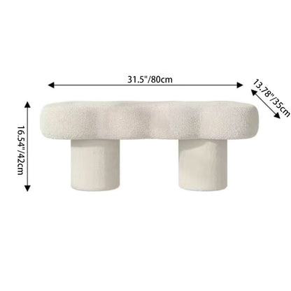 Contemporary Nordic Lamb Fleece Solid Wood Rectangular Bench For Living Room