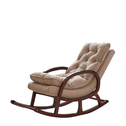 Modern Minimalist Rubberwood Velvet Rectangular Rocking Chair Backrest Armrest For Living Room
