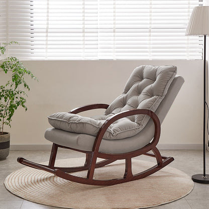 Modern Minimalist Rubberwood Velvet Rectangular Rocking Chair Backrest Armrest For Living Room