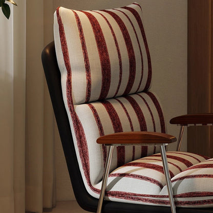 Contemporary Retro Velvet Cat-Scratch Leather Rubberwood Solid Wood Rectangular Rocking Chair Backrest Armrest For Living Room