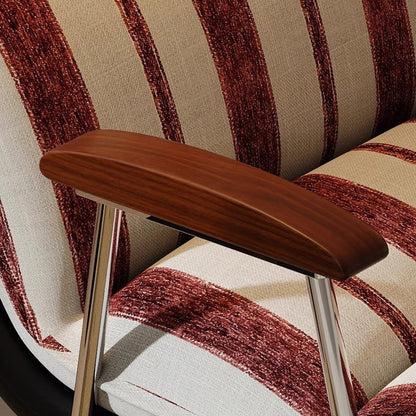 Contemporary Retro Velvet Cat-Scratch Leather Rubberwood Solid Wood Rectangular Rocking Chair Backrest Armrest For Living Room