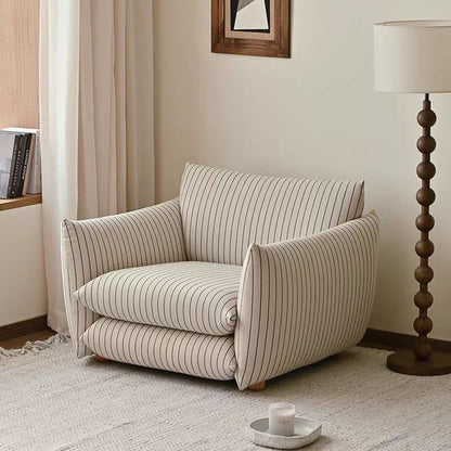 Contemporary Nordic Linen Cotton Dot Fabric Solid Wood Square Accent Chair Backrest Armrest For Living Room
