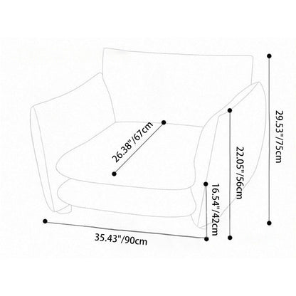 Contemporary Nordic Linen Cotton Dot Fabric Solid Wood Square Accent Chair Backrest Armrest For Living Room
