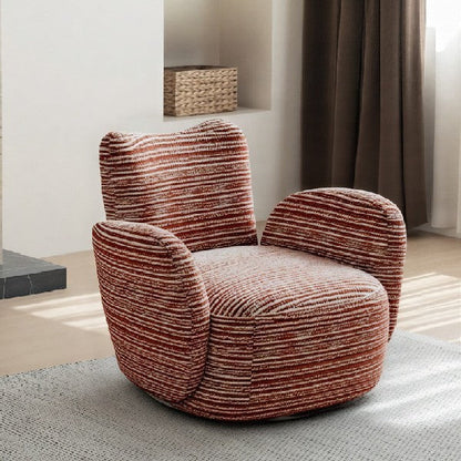 Contemporary Nordic Cotton-Linen Pine Wood Carbon Steel Square Accent Chair Swivel Armrest Backrest For Living Room