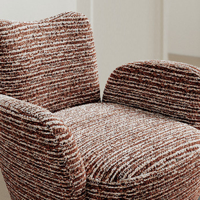 Contemporary Nordic Cotton-Linen Pine Wood Carbon Steel Square Accent Chair Swivel Armrest Backrest For Living Room