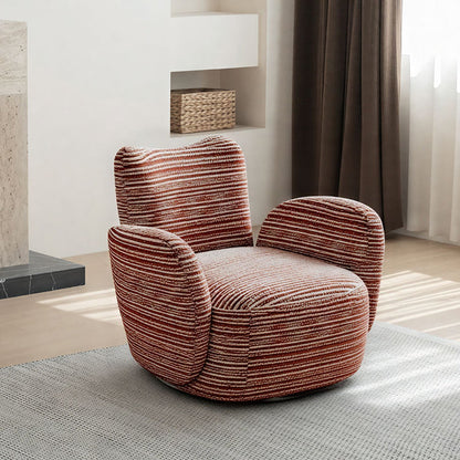 Contemporary Nordic Cotton-Linen Pine Wood Carbon Steel Square Accent Chair Swivel Armrest Backrest For Living Room