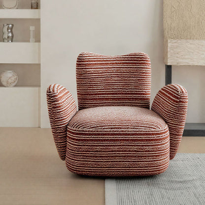 Contemporary Nordic Cotton-Linen Pine Wood Carbon Steel Square Accent Chair Swivel Armrest Backrest For Living Room