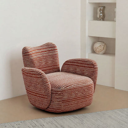 Contemporary Nordic Cotton-Linen Pine Wood Carbon Steel Square Accent Chair Swivel Armrest Backrest For Living Room