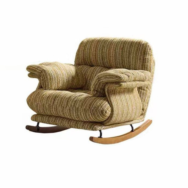 Contemporary Nordic Solid Wood Iron Cotton-linen Square Rocking Chair Armrest Adjustable Backrest For Living Room