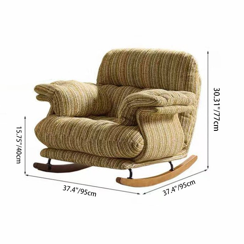 Contemporary Nordic Solid Wood Iron Cotton-linen Square Rocking Chair Armrest Adjustable Backrest For Living Room