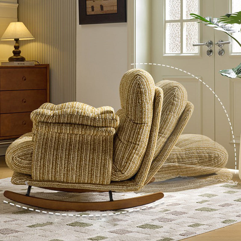 Contemporary Nordic Solid Wood Iron Cotton-linen Square Rocking Chair Armrest Adjustable Backrest For Living Room
