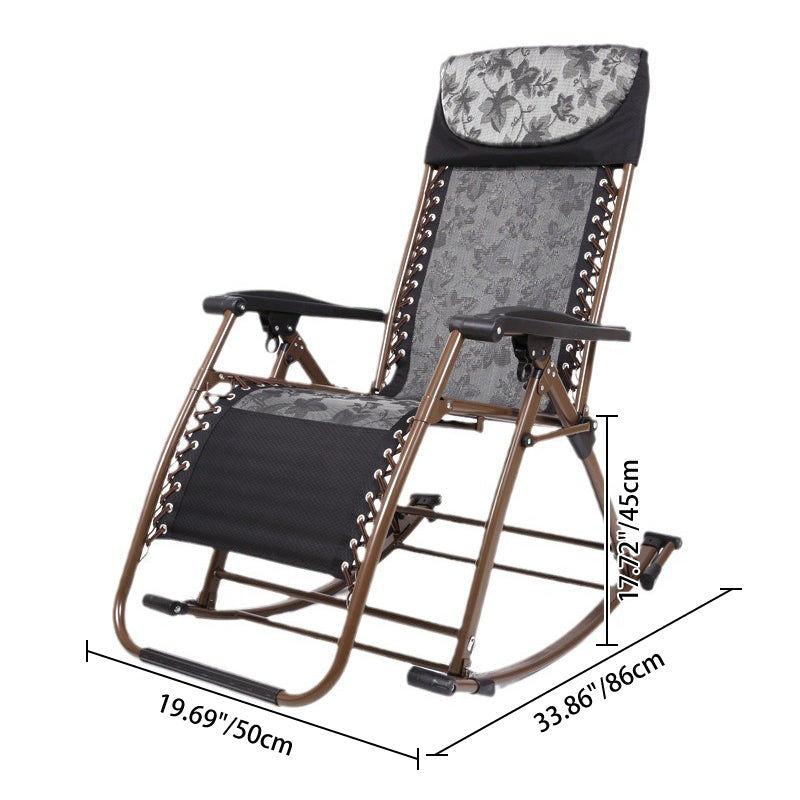 Modern Minimalist Tesslin Fabric Iron Rectangular Rocking Chair Armrest Adjustable Backrest Foldable For Living Room