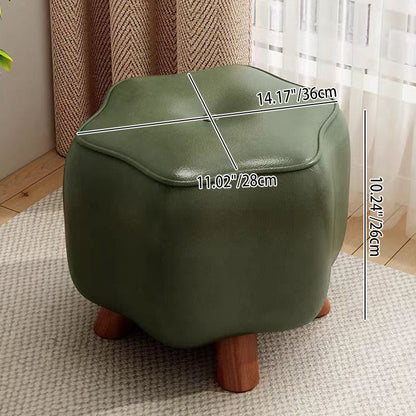Contemporary Nordic PU Leather Solid Wood Plywood Flower-Shaped Low Stool For Living Room
