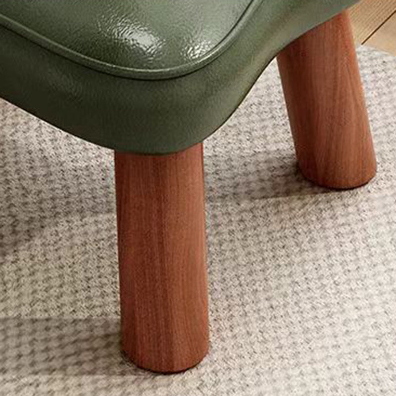 Contemporary Nordic PU Leather Solid Wood Plywood Flower-Shaped Low Stool For Living Room