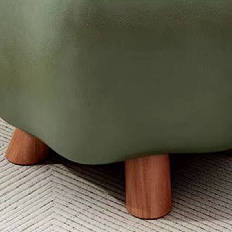 Contemporary Nordic PU Leather Solid Wood Plywood Flower-Shaped Low Stool For Living Room