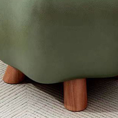 Contemporary Nordic PU Leather Solid Wood Plywood Flower-Shaped Low Stool For Living Room